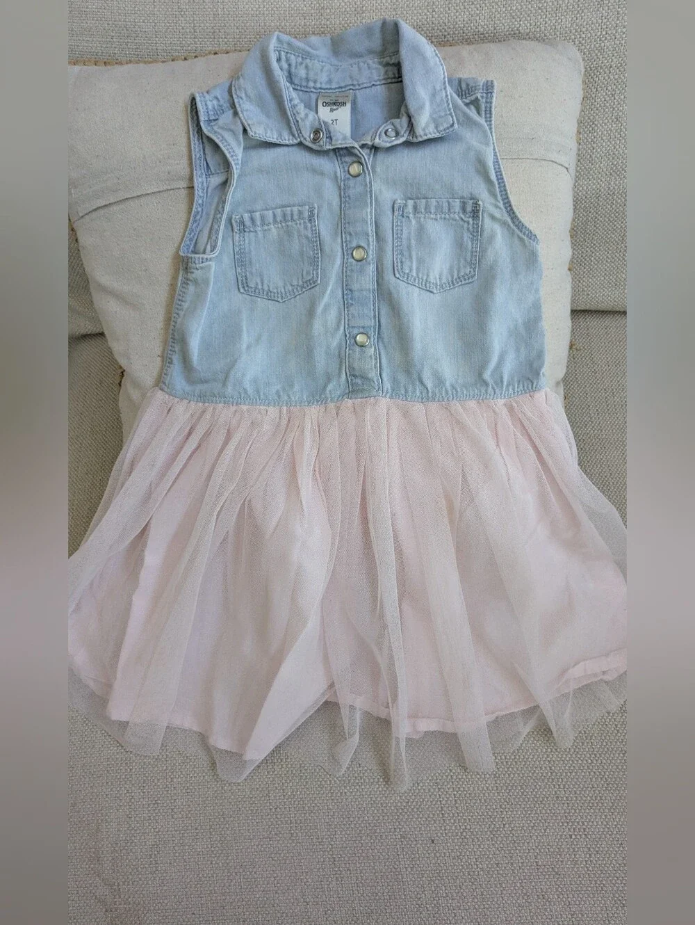 OshKosh Light Denim & Pink Tulle Dress Size 2T